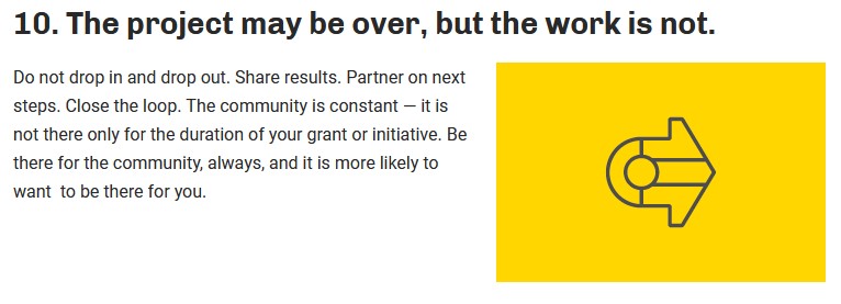 "It doesn’t start or end with a community advisory board." 

Learn the 10 principles that community stakeholders endorse as the guiding compass on your journey to establishing trustworthiness--from <a href="/AAMCjustice/">AAMC Center for Health Justice</a>. 

bit.ly/3wIhEip

<a href="/CCPH_News/">CCPH</a> @uncCHER