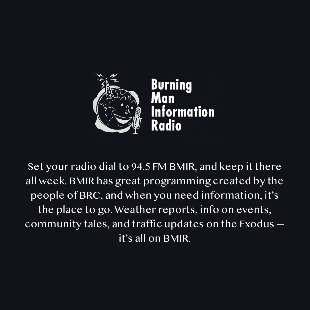 When Burners get a hold of the mic, who knows what might happen! 🎙Set your radio dial to 94.5 FM BMIR all week. 

Source: #BRC 2007 Tip Sheet #blackrockcity #brc #burningman #10principles
