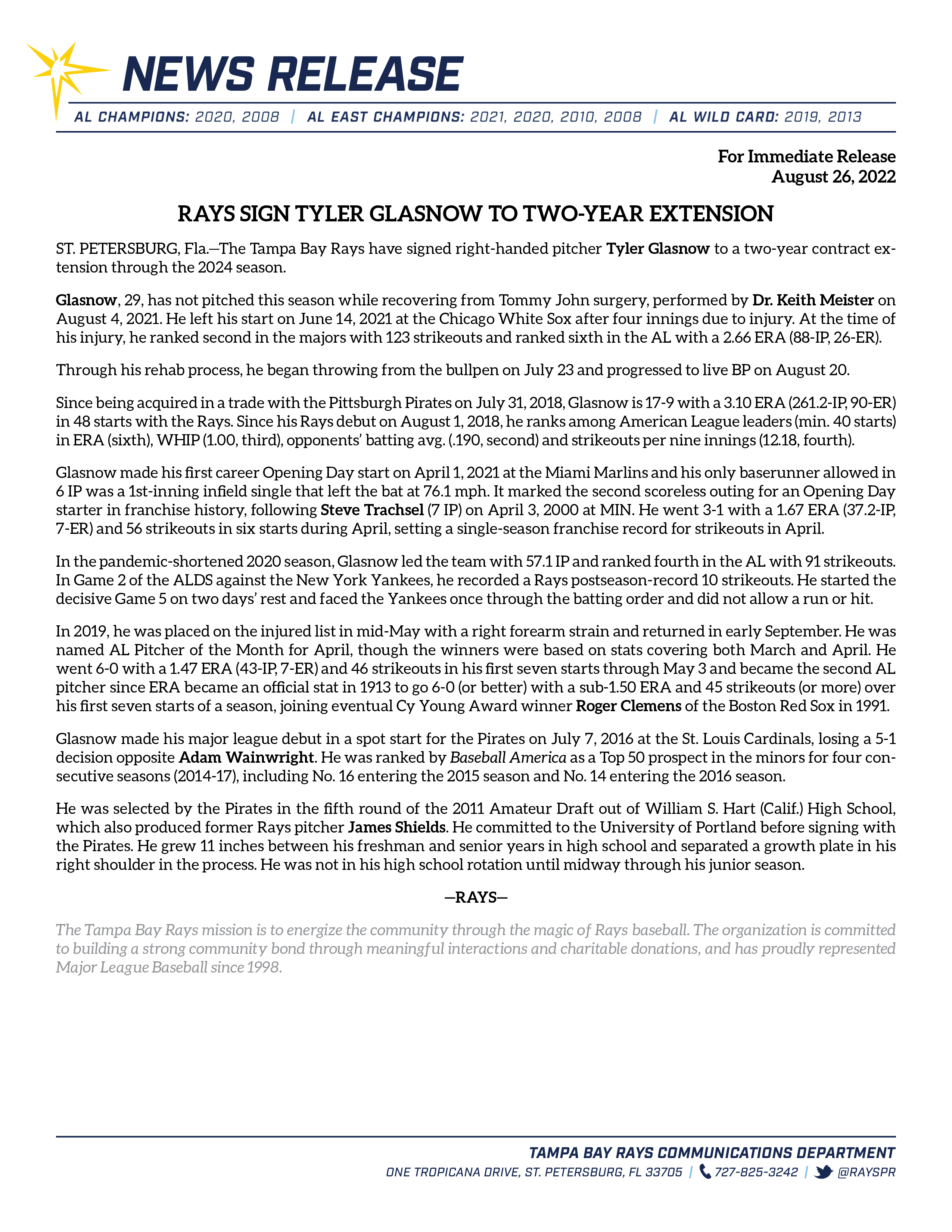 Rays Communications on X: The Tampa Bay Rays have signed right