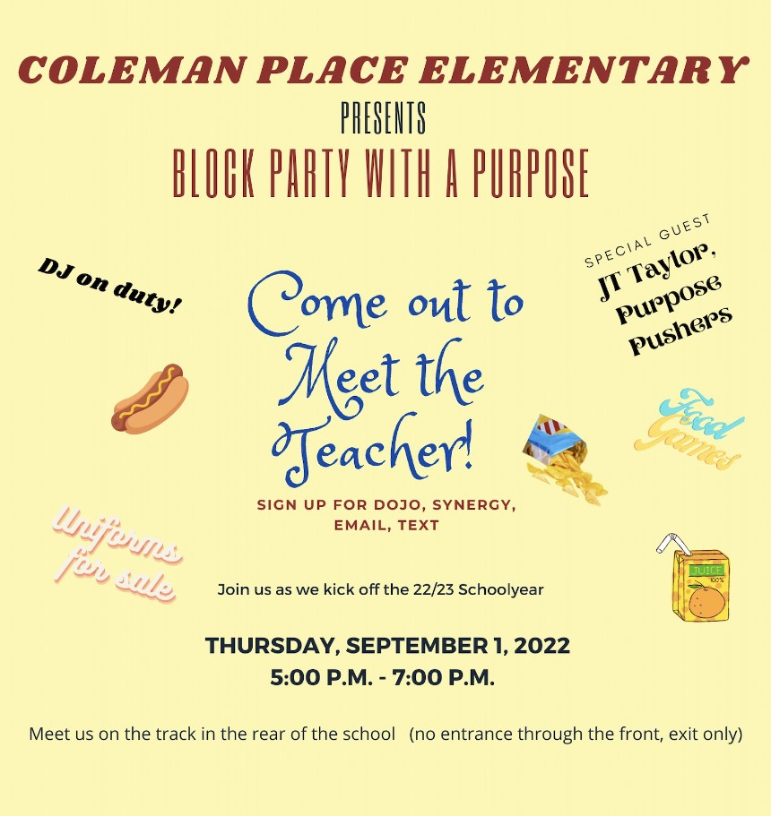 Looking forward to partnering with Coleman Place Elementary this school year!  We will be GWGF will be creating our very first Kidz Pantry  and could really use your help.  Please visit our Facebook page Girls with Goals Foundation to get more detailed information.   #GameChanger