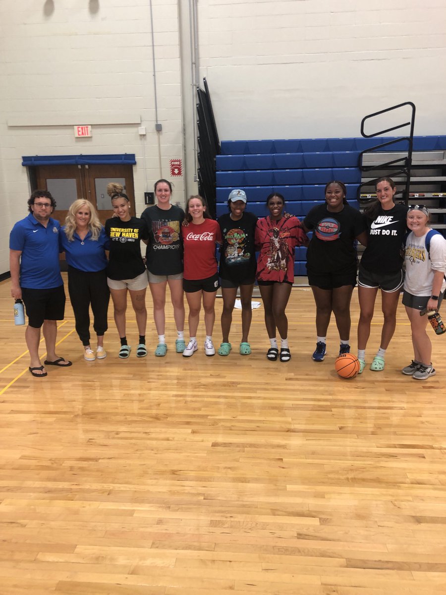 UNewHavenWBB's tweet photo. Excited to be back and have the newcomers meet some of the returners and new assistant, Coach Ziggy. Going to be a great year!
Let’s Go Chargers!
#WhoWillitBe https://t.co/HIN1bKNxjp