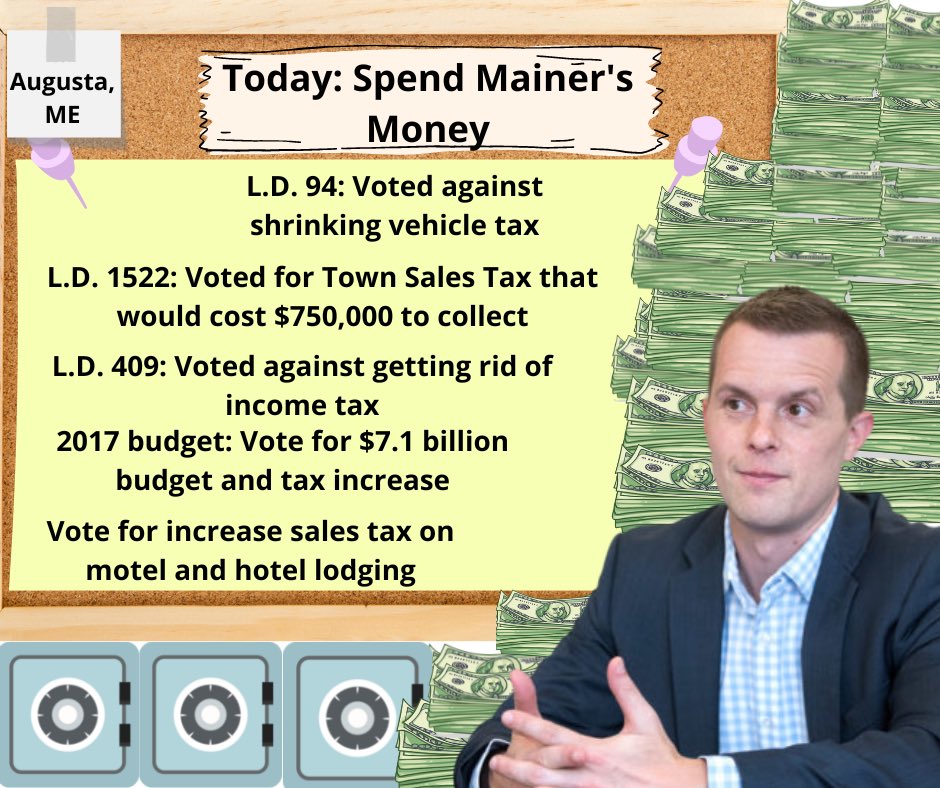 BrucePoliquin's tweet photo. Jared Golden has refused to fight against Biden using Mainer’s money to pay off student loans. Since Jared was in Augusta he has voted for more taxes and spending. Are you ok with Jared using your money to pay for other people's loans? #mepolitics #ME02 https://t.co/CvOfQtiEFQ
