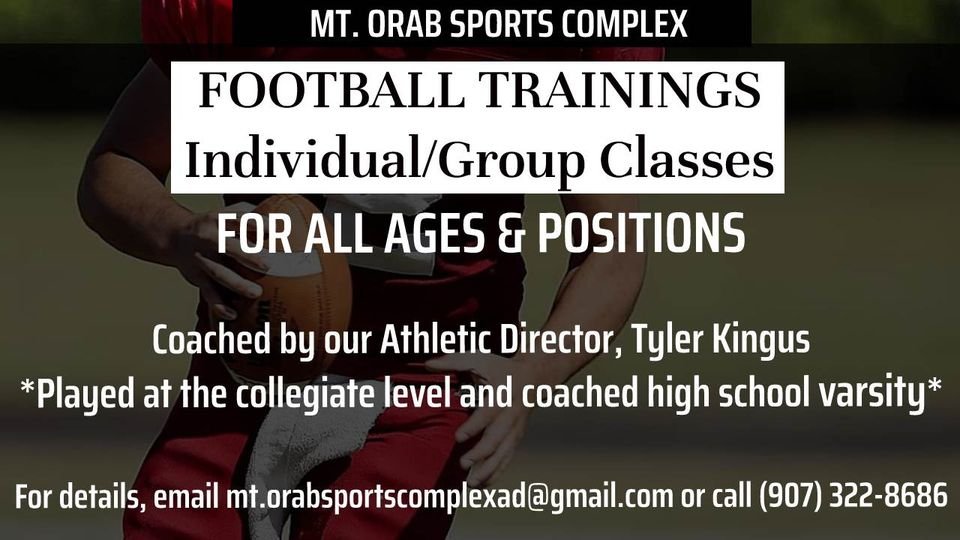 If you're looking for the extra work for you or someone you know, this is the program for you! 
Football trainings are now being offered at our complex. 
Contact the number below with questions or for registration details.