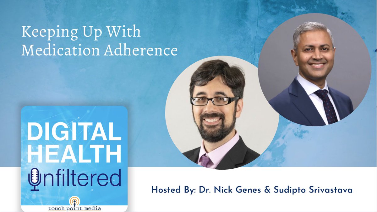 touch point media (@tpmnetwork) on Twitter photo New #DigitalHealthUnfiltered podcast: Hosts Nick Genes and Sudipto Srivastava discuss how medication adherence companies used to be a significant aspect of digital health. What happened to some of those companies, and why has this sector has cooled off?
touchpoint.health/podcast/keepin… New #DigitalHealthUnfiltered podcast: Hosts Nick Genes and Sudipto Srivastava discuss how medication adherence companies used to be a significant aspect of digital health. What happened to some of those companies, and why has this sector has cooled off?
touchpoint.health/podcast/keepin…
