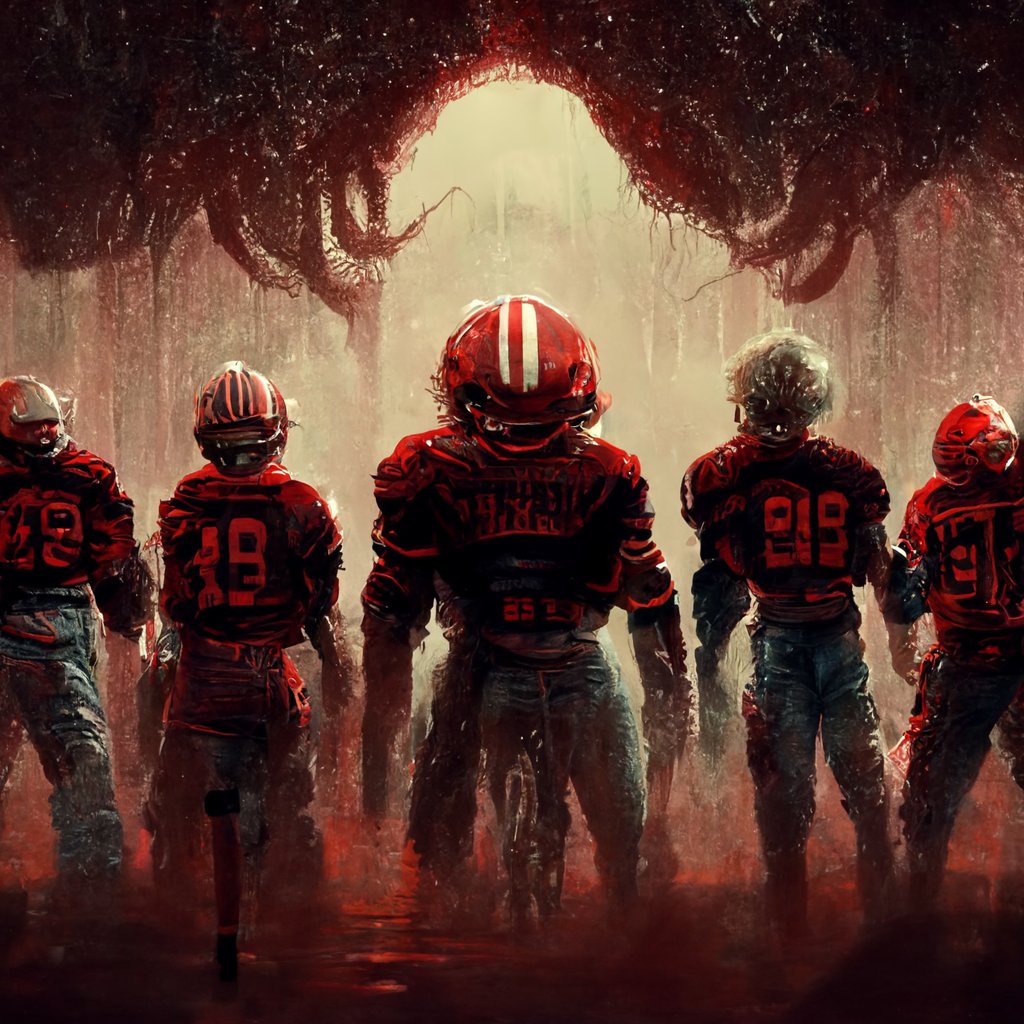 edsumit's tweet photo. Breaking my extended social media hiatus because I've been using @midjourney and everyone needs to see what the Huskers in a Stranger Things heavy metal fantasy looks like. Can you tell I'm excited to see  @HuskerFBNation  take on the Wildcats in Ireland? https://t.co/MKn1lJClTq