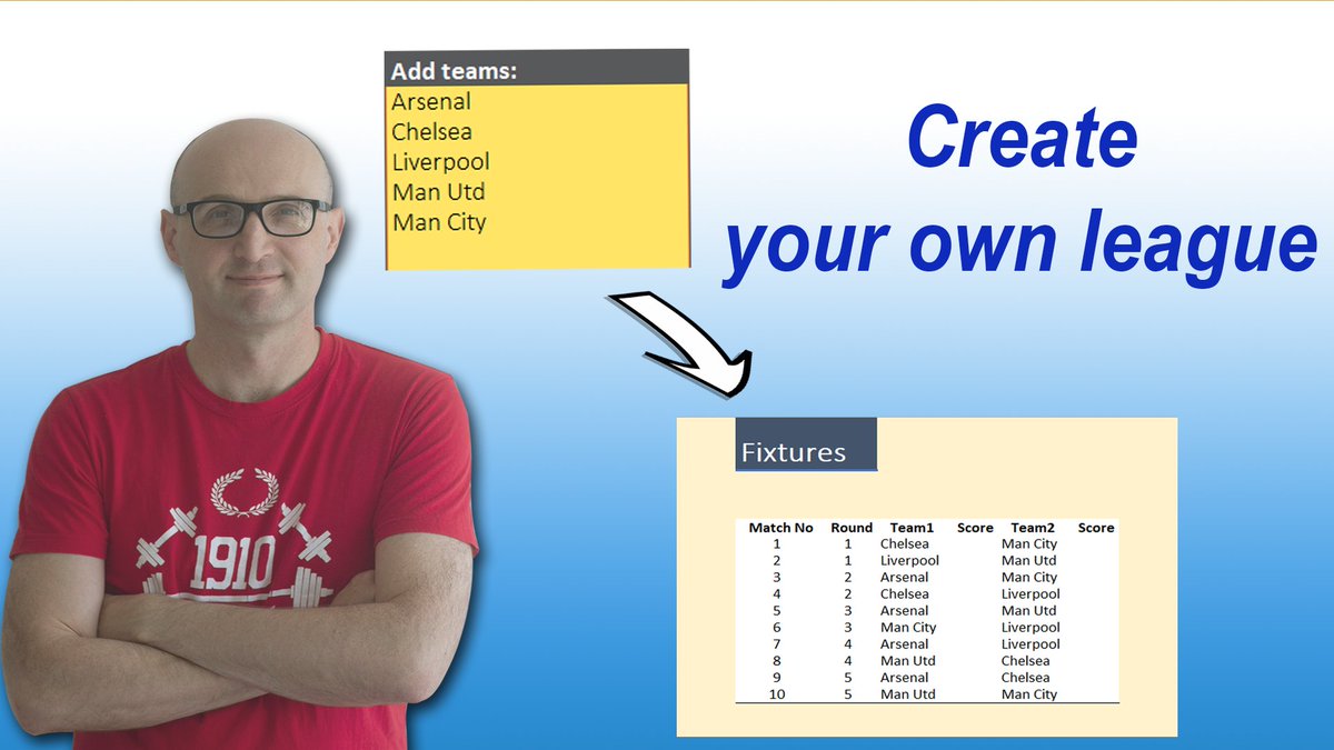 Build a sports fixture generator from scratch using #Excel #VBA. Video link: youtu.be/JcVpyIFxUDw