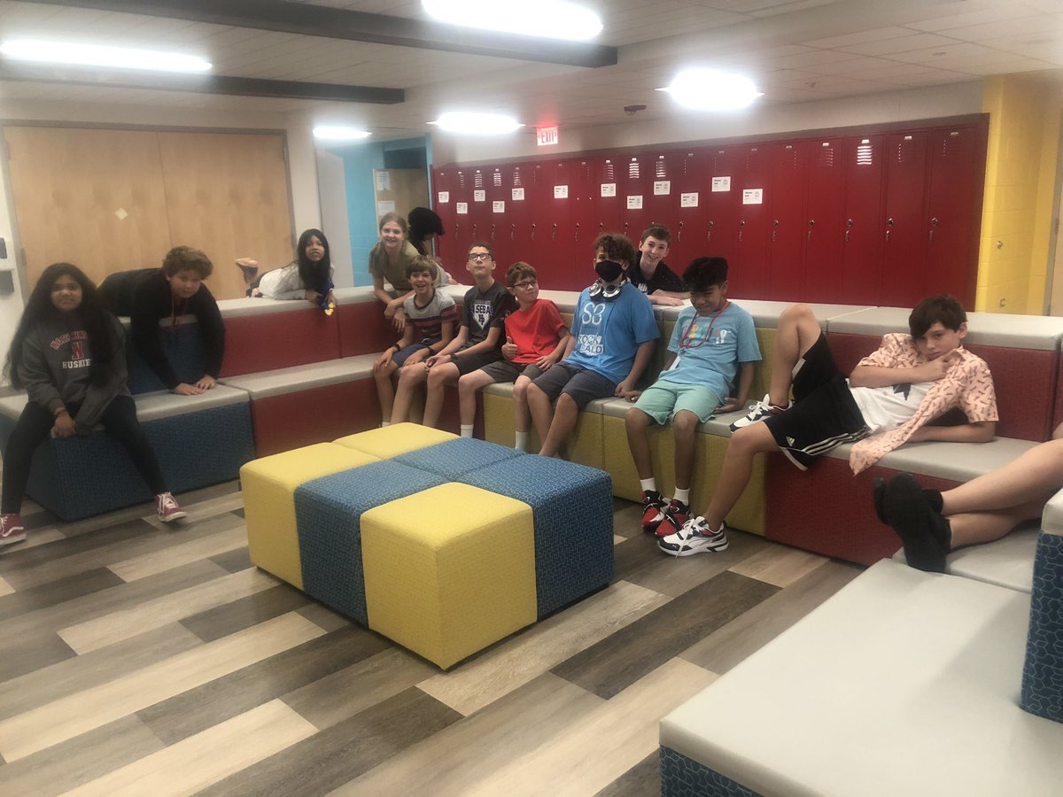 MsBlanksEnglish's tweet photo. Our 6th grade advisory decided to test out all the cool seating areas around the school to find their comfiest spot! #112Leads @nwhuskies https://t.co/MNZj8gnsfH