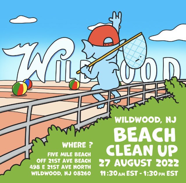 🌊🧹 Keep our beaches clean!

Join our <a href="/fishyfamNFT/">Fishy Fam</a> friends 🗓 Saturday, August 27th, for a cleanup in 📍 Wildwood, New Jersey 

Hope to sea you there 😉