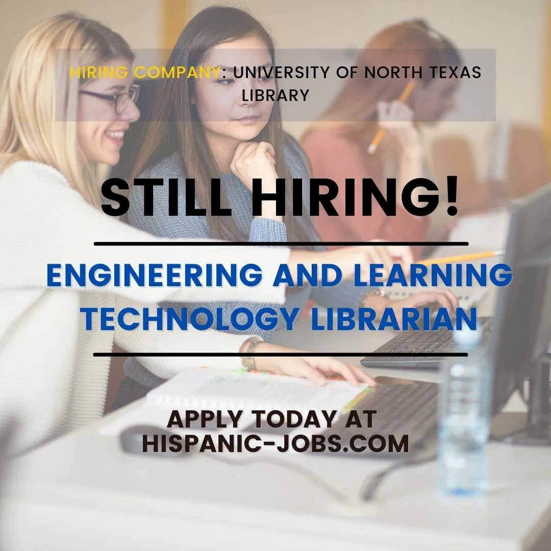 hispanicjobs's tweet image. #Hiring an Engineering and Learning Technology Librarian
Submit your application today at buff.ly/3T3xY6r
#techlibrarian #technologylibrarian #librarian #career #hispanic #latino #chicano #bilingual #spanish #bilingualjobs #bilingualspanish #trabajo #jobopportunities