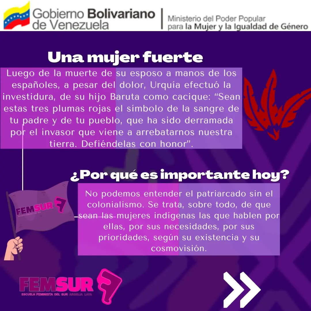 femsurvzla's tweet photo. #26Ago || Hoy, te contamos la historia de la indígena con ojos de águila, aquella valiente Cacica que aún en nuestros días es un referente de #feminismo #venezolano. 
¿Conocías sobre esta historia?
•
@NicolasMaduro
@d_guzmanl
@Mippcivzla
•
#PuebloConscienteSiempre #Femsur https://t.co/w9TDS1x3Mn