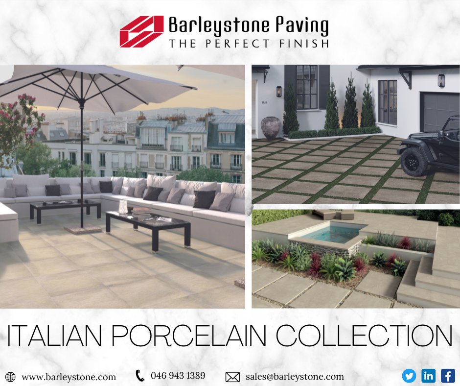 The Barleystone Porcelain Paving collection is elegant, extremely durable and anti-slip. Manufactured in Italy, this contemporary range has all the modern clean lines that you would expect. It gives you the option to extend their internal living areas seamlessly to the outside.
