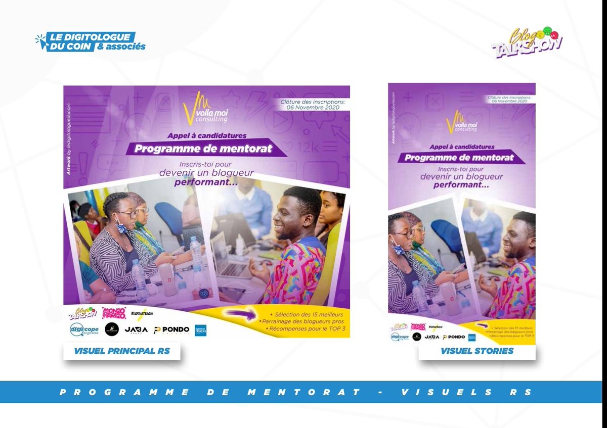 JoMbota_'s tweet photo. En 2020, nous avons accompagné le #BlogTalkShow de @VoilaMoiCreativ dans la conception graphique de ses différents supports de com'.
Aujourd'hui ce projet novateur prépare une expansion notable pour le grand bien de l'univers médiatique du 237. Donnons lui de la force 💪🏽💪🏽 https://t.co/ygFHSjLAmg