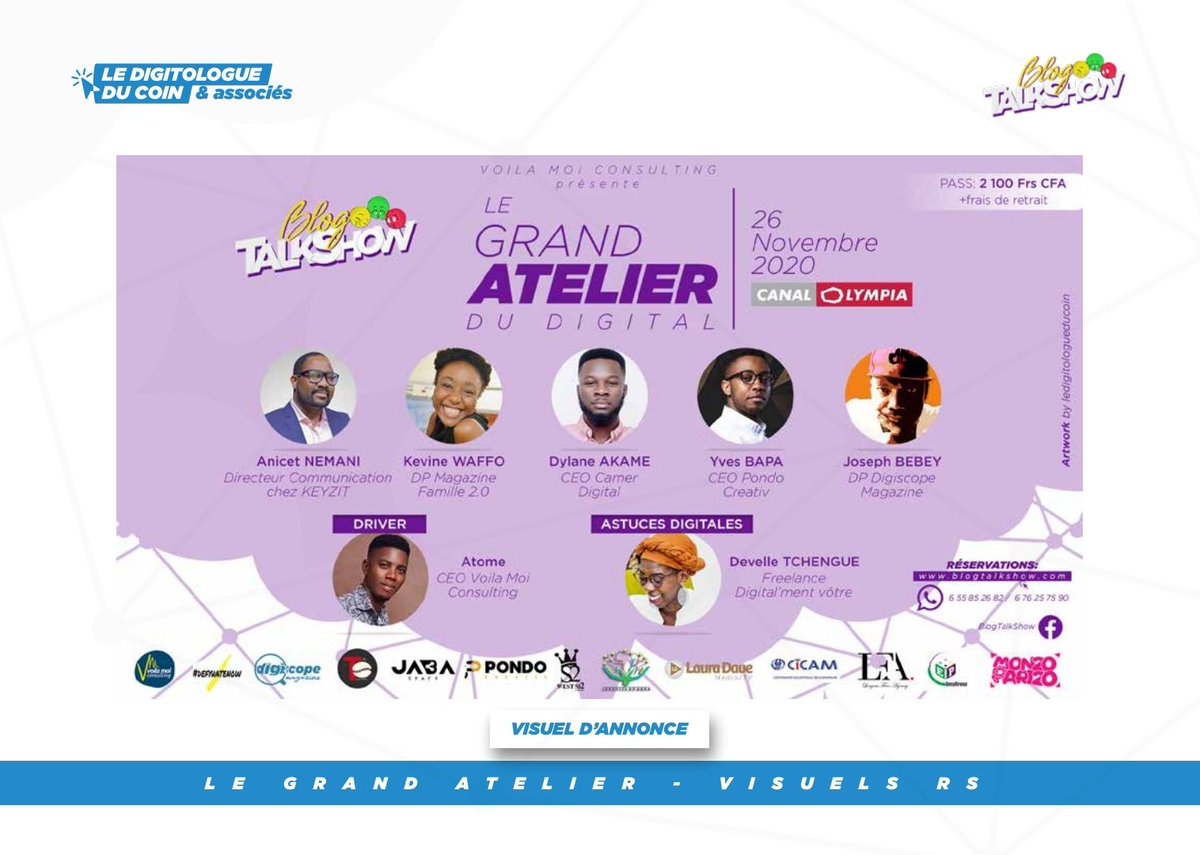 JoMbota_'s tweet photo. En 2020, nous avons accompagné le #BlogTalkShow de @VoilaMoiCreativ dans la conception graphique de ses différents supports de com'.
Aujourd'hui ce projet novateur prépare une expansion notable pour le grand bien de l'univers médiatique du 237. Donnons lui de la force 💪🏽💪🏽 https://t.co/ygFHSjLAmg