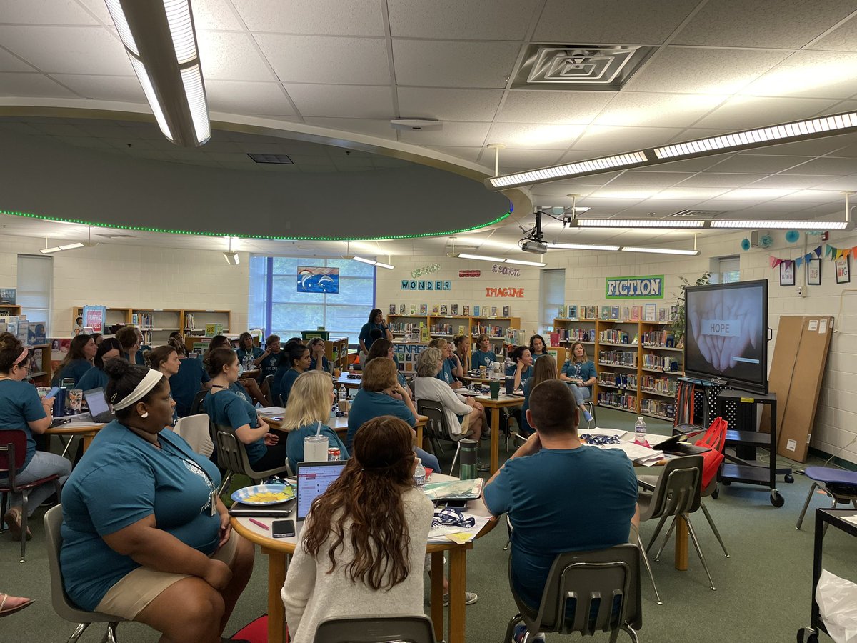 EchoLakeElem's tweet photo. Our staff is extremely hopeful for this school year! We’re so excited to provide a safe, loving, fun, and learning filled space for our students! We love you, Echo Lake families!!! #heartofhenrico #dreambigdolphins #henricohopes https://t.co/SgtMF3crFF