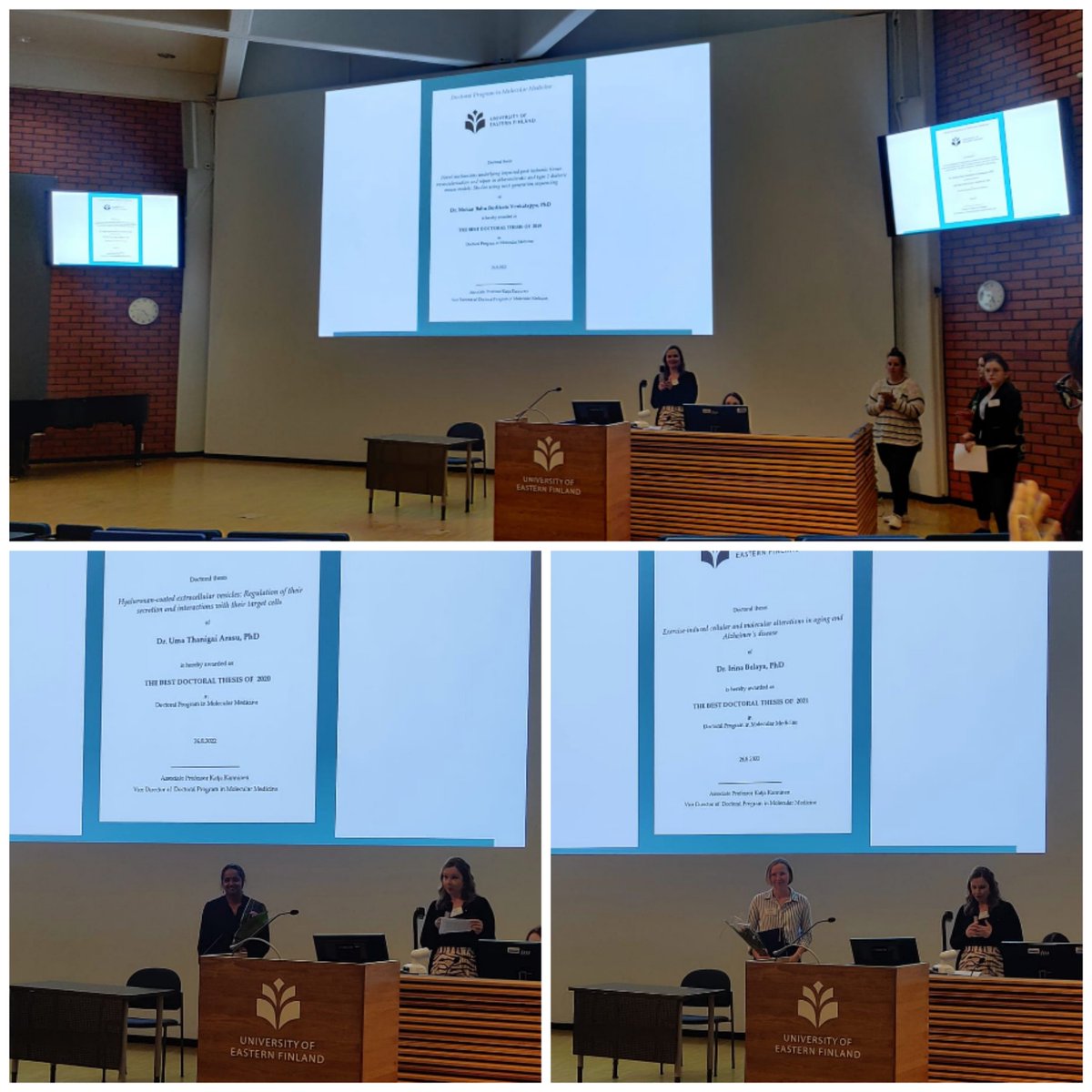 UEF_DPMM's tweet photo. Because of COVID, #UEFwinterschool was on break for two years, thus also the traditional @UEF_DPMM Best Thesis Award. Today we had the pleasure to reward excellent work by Mohan Babu Budikote Venkatappa (2019), Uma Thanigai Arasu (2020) and Irina Belaya (2021)! Congratulatios! https://t.co/mKATtYvKcC