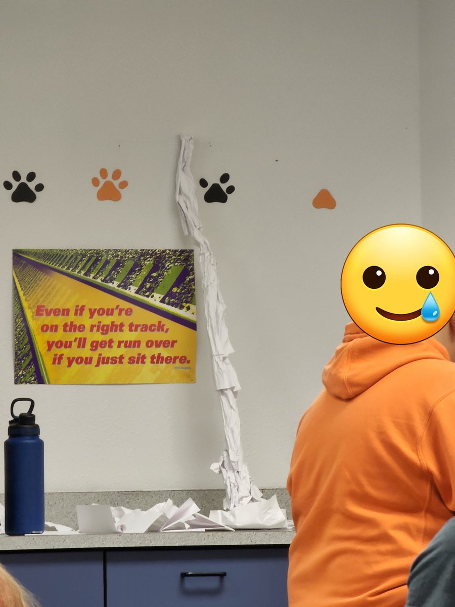 JeffSands2's tweet photo. MS Computer Science problem solving activity - Paper tower challenge! Winners were 65"tall with 20 sheets of paper!  The tower had to stand for 30 seconds! #mepoclassroom https://t.co/KT2QgOUcuh