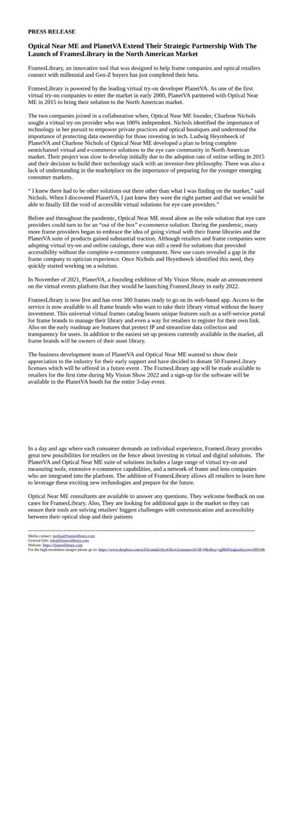 PlanetVA's tweet photo. We are excited to announce the launch of FramesLibrary in the North American market. See the press release for more details...
#indepent #ECP #optical #frames #sunglasses #opticians #optometrists #optometry #omnichannel https://t.co/MjONpA2M5L