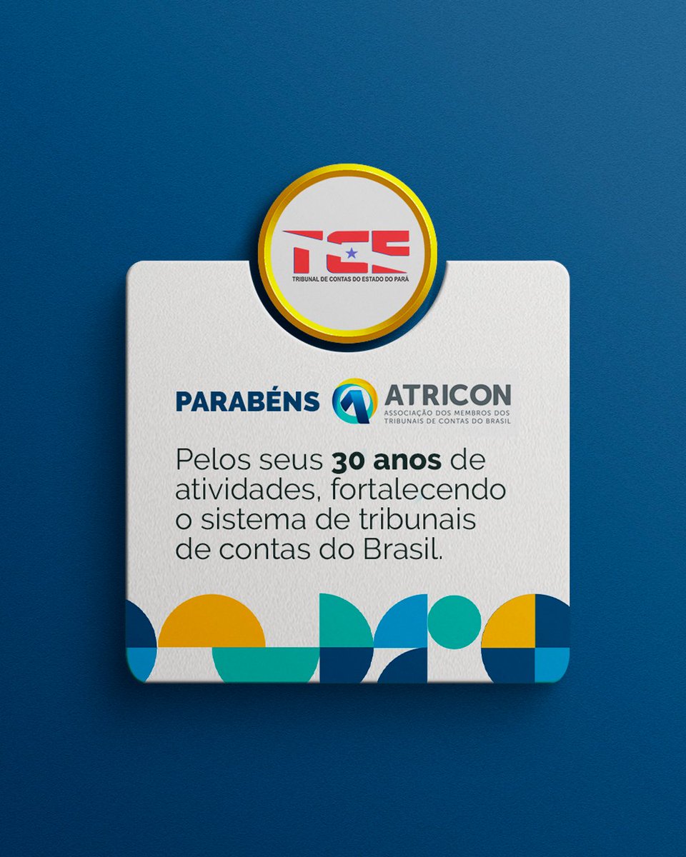 tcepadigital's tweet photo. ➡️Hoje, 26/08, a Associação dos Membros dos Tribunais de Contas do Brasil, #Atricon completa 30 anos de atuação.
👏🏼O #TcePa parabeniza seu corpo dirigente e encaminha felicitações ao presidente da Atricon, conselheiro César Miola (TCE-RS) e demais vice-presidentes e diretores. https://t.co/JiUM0VLhji