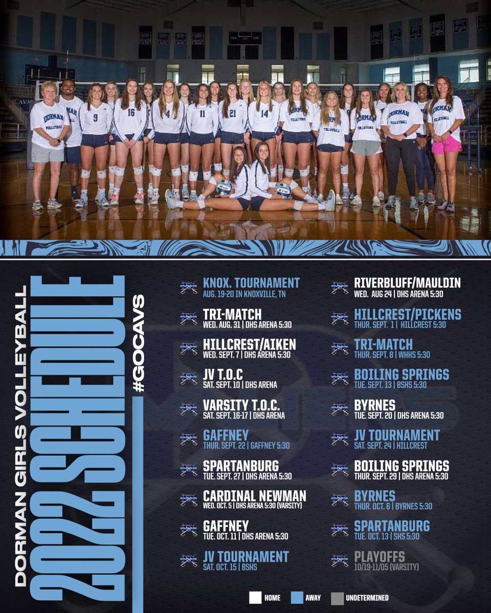 Don’t miss your chance to see your these girls in action this season! Last year was a a phenomenal season and we’re looking to make another great run! Save our schedule and come support! #GoCavs