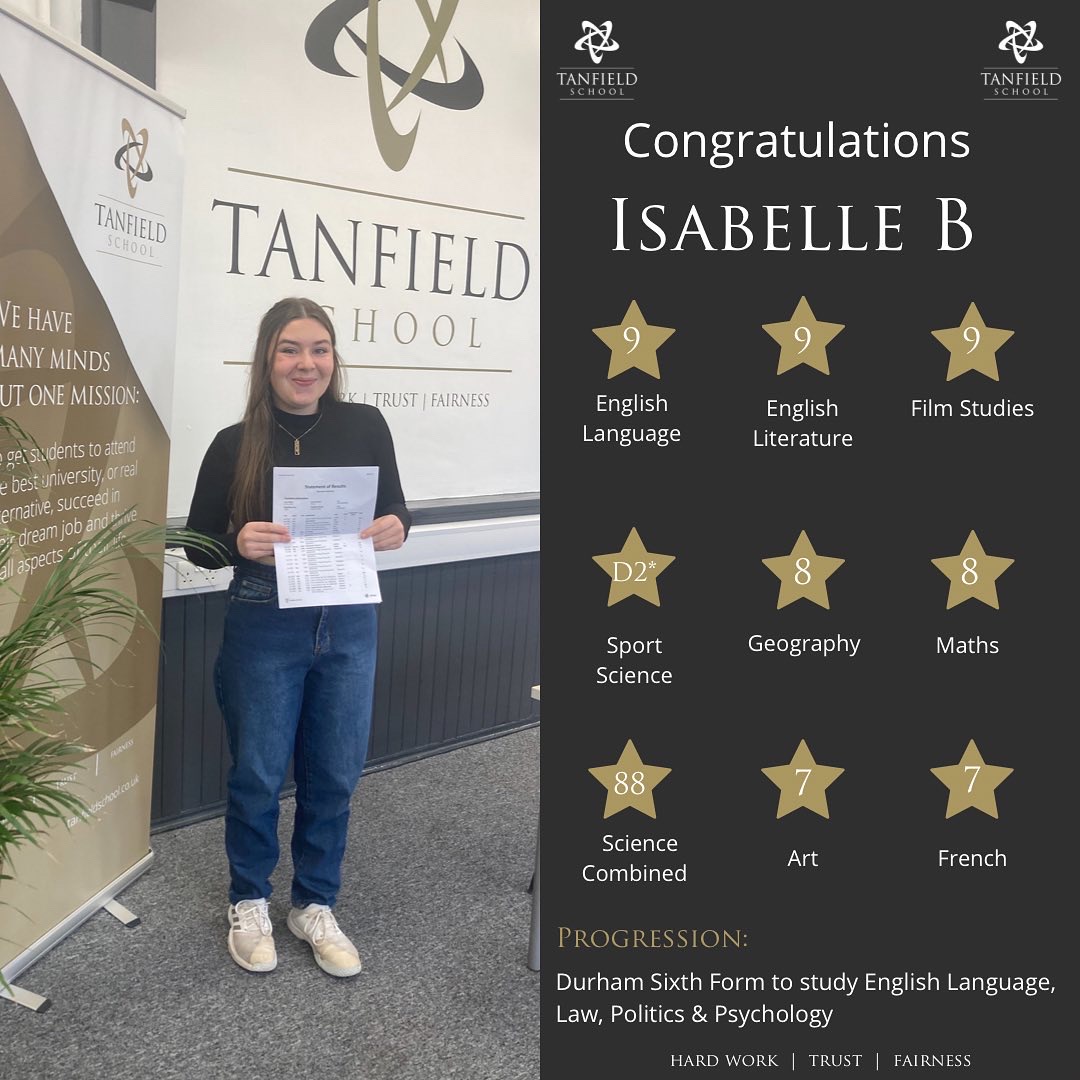 TanfieldSchool's tweet photo. We would like to congratulate all of our year 11 students, who received their GCSE results yesterday 🤩 

We caught up with our Head Students who were keen to share their results and plans for the next stage in their life 👏🏻

#TeamTanfield #gcseresults #gcse2022 https://t.co/v50rOL56VW