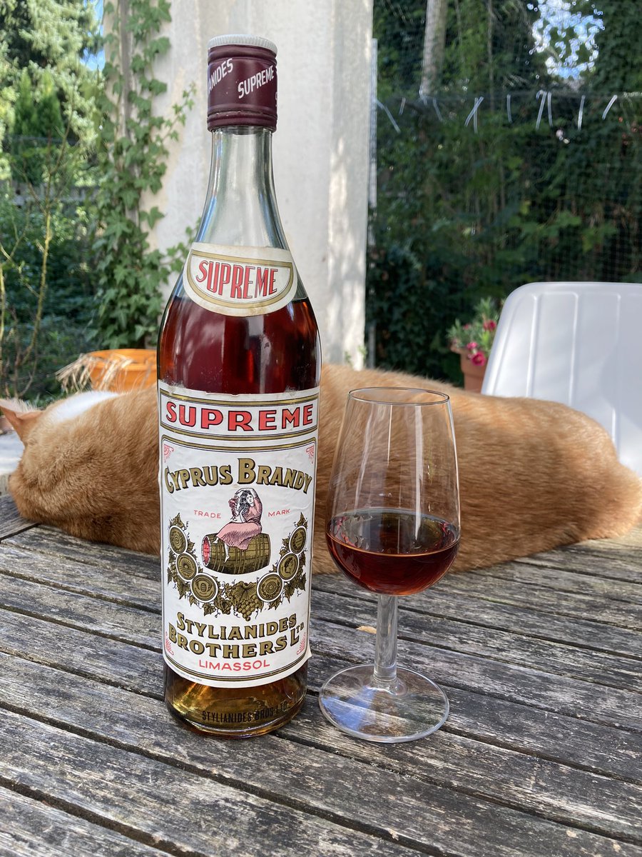 OliverKlimek's tweet photo. New on the dusties shelf: 1970s or 80s brandy from Cyprus. Not as bad as I feared. https://t.co/I2GO8ezAmc