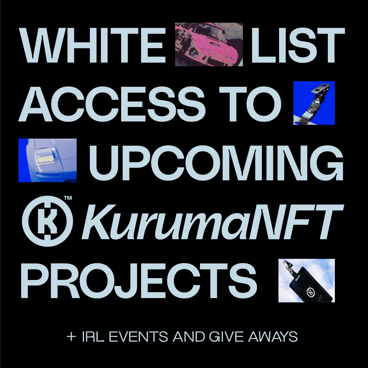 Kuruma_NFT's tweet image. Want the ultimate access into the #KurumaVerse? Mint a #KurumaNFT #PitPass 🏁 

🏎️ kuruma.creatormachine.com 🏎️