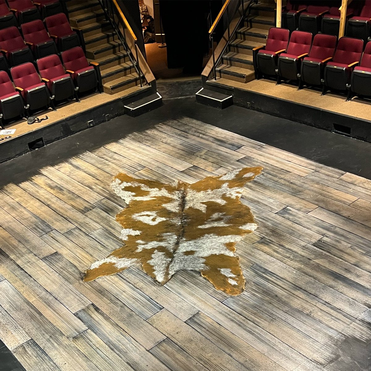 We are hard at work creating our adaptation of THE MISER! (Think seventeenth century French comedy meets BONANZA). Pictured here is the newly painted stage floor. Scenic design by Michael Massey, and painting by Michael Massey and Jacob Foster. 
#MMNT50th
