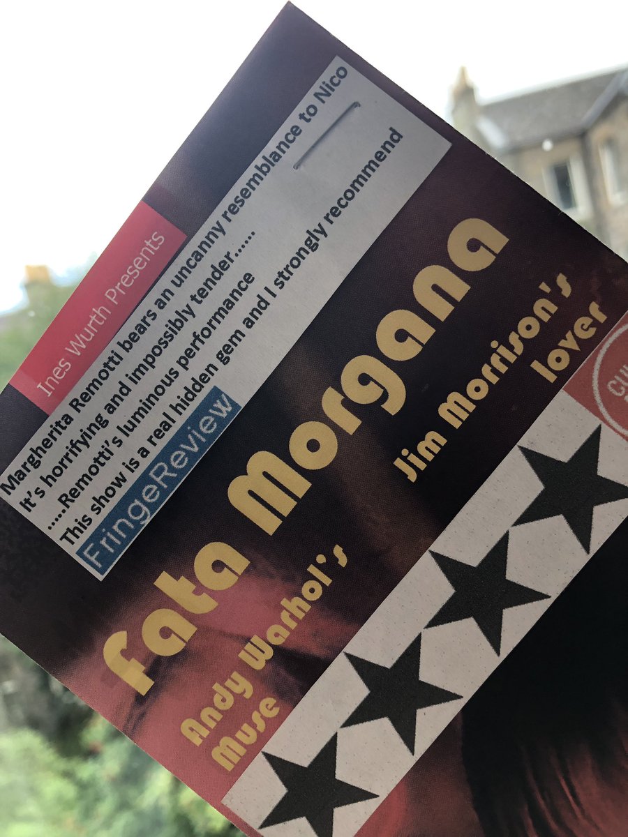 MargheRem's tweet photo. And another review is out ♥️

Thank you @trish._.lyons for your wonderful appreciation. 
Long live rock&amp;roll 🙌
Ps: 3 more runs to go… Ed Fringe people take your chance! 
@edfringe @INESWURTH @kellamjon @albe_laroo @thepleasance #lammermuir #EICC 
#fatamorgana #nico https://t.co/H1Y0FmkwH5