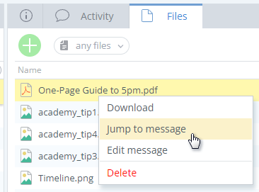 5pmweb's tweet photo. “Jump to message” function added to the Files tab. https://t.co/b5I1BHHUul
