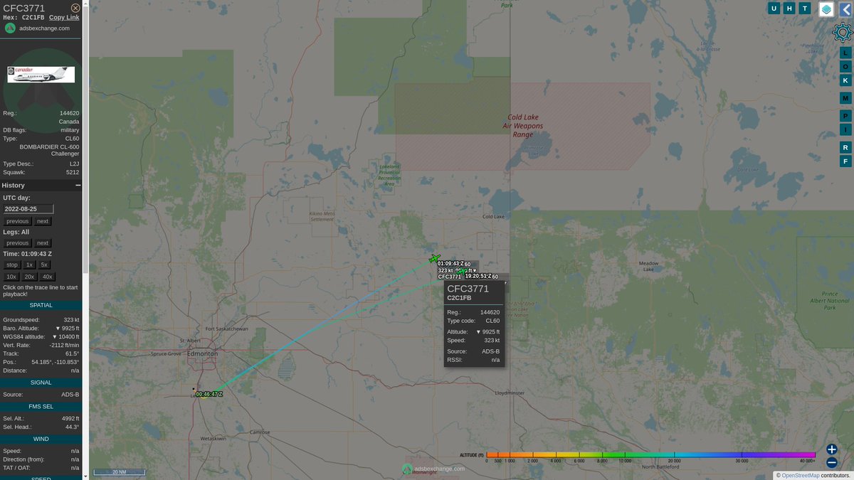 steffanwatkins's tweet image. 🇨🇦 The Right Honourable Justin Trudeau and entourage have flown from Cambridge Bay to #4WingColdLake aboard CC-130J Hercules transports, where their #RCAF CC-144 jets have been waiting for them since yesterday, after their stop in Edmonton.
#CFC01 #CFC1

globe.adsbexchange.com/?icao=c2b535,c…