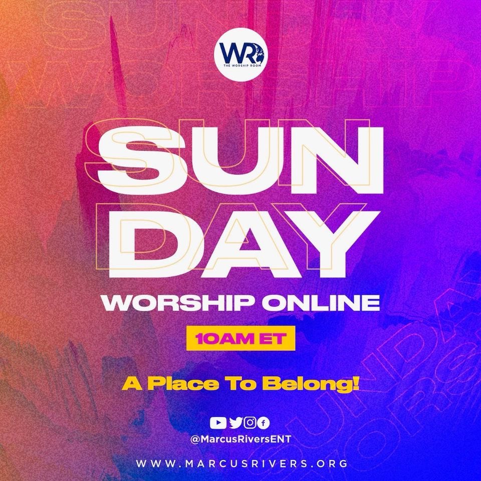 MarcusRiversENT's tweet photo. Come worship with us this Sunday! God is directing us in this season of acceleration &amp; He doesn’t want anyone to miss it!!

Stream live with us on Facebook, YouTube, or our website portal. See you at 10am ET Sunday!

#TheWorshipRoom #AccelerationSeries #TurboSpeed #DivinePartners https://t.co/UD7ihykl2y