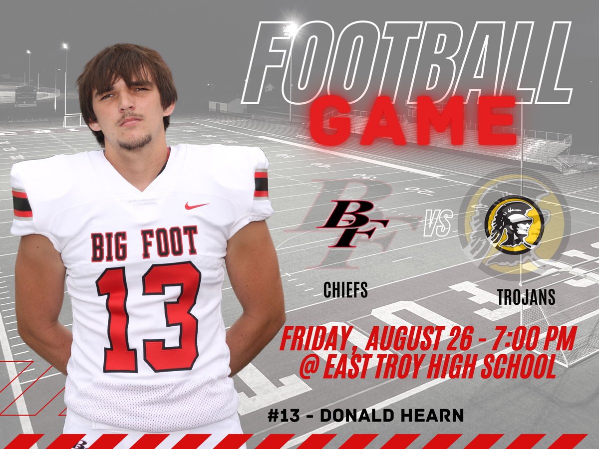 bfathletics's tweet photo. Football travels to East Troy tonight for their last non-conference game. Kick-off is set for 7:00 pm. #gochiefs https://t.co/Ja4Bvvez1T