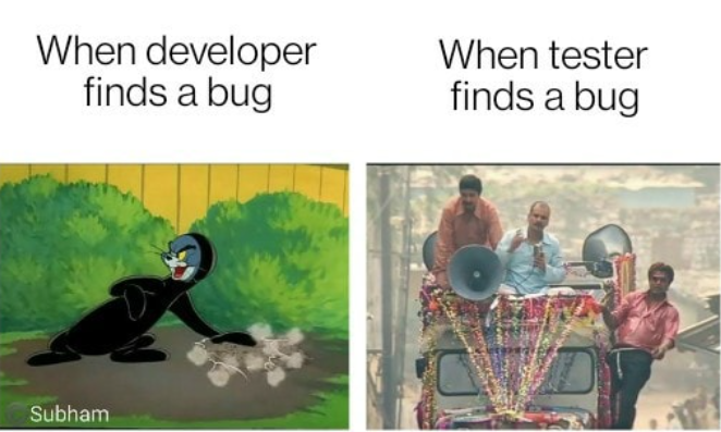 PR0GRAMMERHUM0R's tweet photo. When we find a bug "Shhhhh" and unfortunately when the testers found it too. https://t.co/m0C1VtPvDA https://t.co/zWWJWBw9QD
