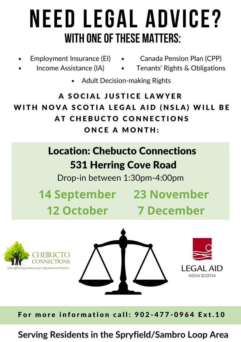 Need legal advice? Come visit us and get the help you need and deserve.
Fall/Winter dates are now set and stone. 
- September 14th
- October 12th
- November 23rd
- December 7th
