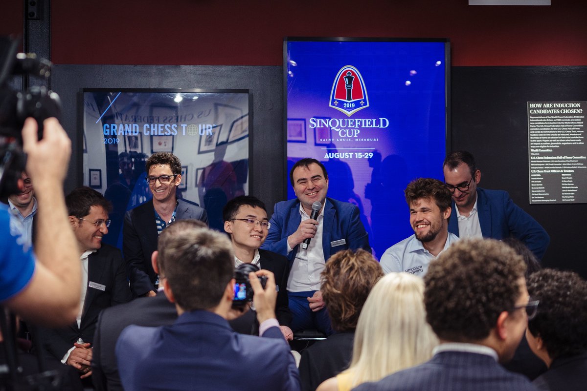 Meet the greatest chess players in the world! The Sinquefield Cup Opening Ceremony will be open to the public for the first time ever! Come and enjoy drinks while viewing a 50-person chess simul with players from the Sinquefield Cup. 

Buy tickets here: stlchessclub.org/SinquefieldCup…