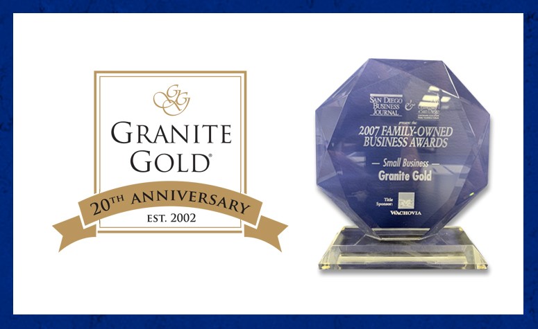 GraniteGold's tweet photo. Celebrating 20 years . . . 2007, we’ve come a long way when the San Diego Business Journal awarded us the Family Owned Business Award – just the beginning of our growth nationally and internationally.
#anniversary #happybirthday #StoneCareExperts #NaturalStone #quartzcountertops https://t.co/vFPQgbQeBe