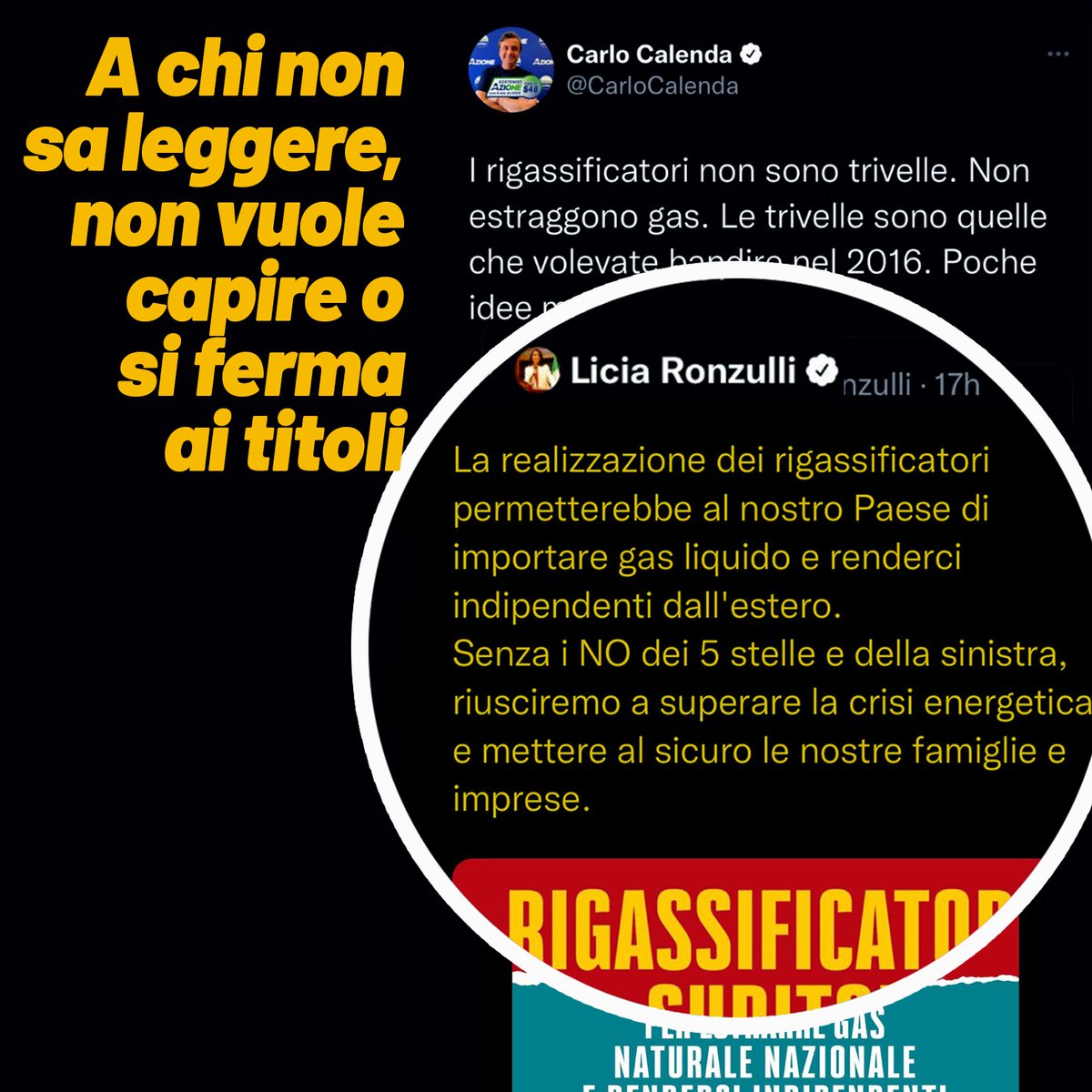 LiciaRonzulli's tweet photo. Cosa c’è di non chiaro in quello che ho scritto? Nulla. Ma è più facile per la sinistra attaccarmi per una grafica non indovinata, che rendere conto di decenni di errori e di concessioni all’ideologia dei “no” che ha condannato l’Italia alla dipendenza energetica. https://t.co/Vo3BtXoDuy