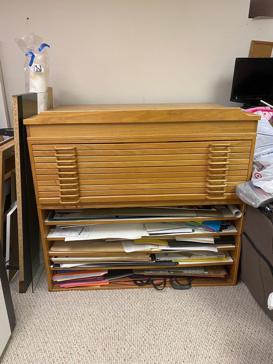 Maayan_Pearl's tweet photo. Folks, flat files are still for sale! They were both given to me by Chermayeff &amp; Geismar in 2006.  Photos below and specs here: 
Tan flat file
46.5 wide by 37 deep x 43 height
Black flat file
29 deep by 40.5 wide by 17.5 tall https://t.co/BVL32rQAb8