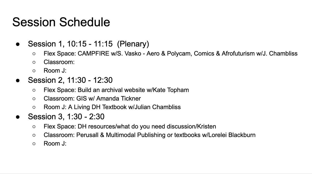 DHatMSU's tweet image. Here's the full schedule for today's #MSUDH #THATCamp!