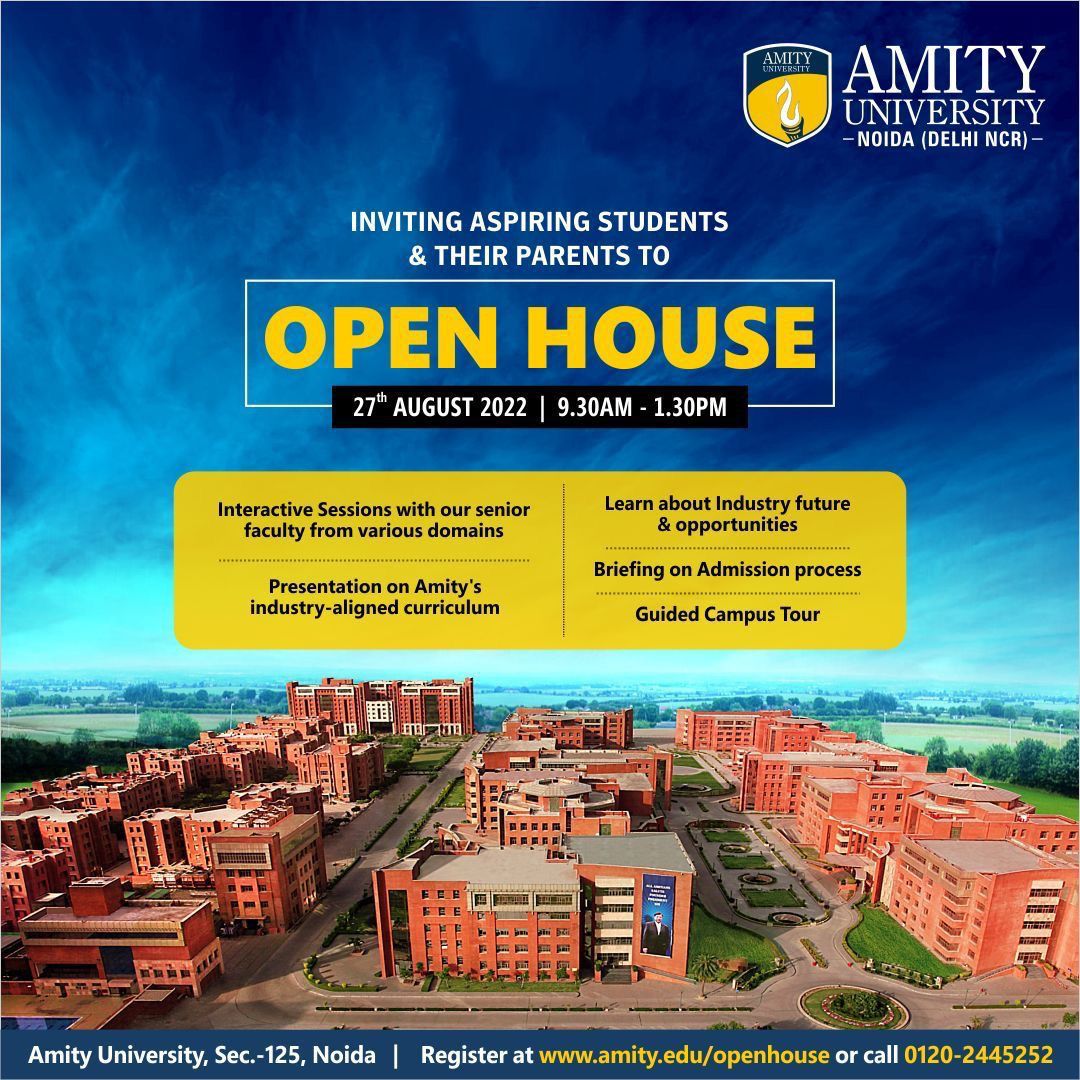 Amity_EEE's tweet photo. Join Open House with Senior Amity Faculty on  Saturday 27 Aug 22 from 9:30 am to 01:30pm 
The link for joining Session is 👉https://t.co/mYjOUu9M6L
#openhouse #amityuniversity #amityuniversitynoida #engineeringexcellence #engineeringeducation
@AmityUni @ggn46 @AGSNoida https://t.co/95jS2qKV7m