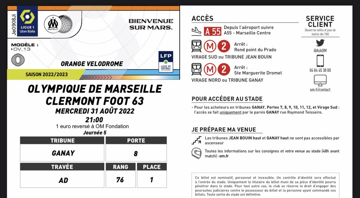 freshcool20's tweet photo. Salut ! Je vends 3 places pour OM-Clermont , le mercredi 31 août ! Place 1 , 2 et 3 rang 76 porte 8 Tribune Ganay ! N’hésitez pas à venir MP.  @biloEntraide  @OM_LeReseau @LaMinuteOM_  @OManiaque @Mediafoot_OM @InfosOM_ #MercatOM #TeamOM #OMCF63 https://t.co/xuRxkylgga