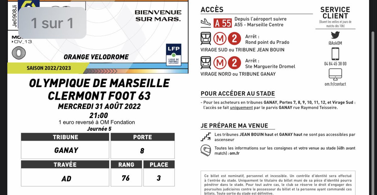 freshcool20's tweet photo. Salut ! Je vends 3 places pour OM-Clermont , le mercredi 31 août ! Place 1 , 2 et 3 rang 76 porte 8 Tribune Ganay ! N’hésitez pas à venir MP.  @biloEntraide  @OM_LeReseau @LaMinuteOM_  @OManiaque @Mediafoot_OM @InfosOM_ #MercatOM #TeamOM #OMCF63 https://t.co/xuRxkylgga