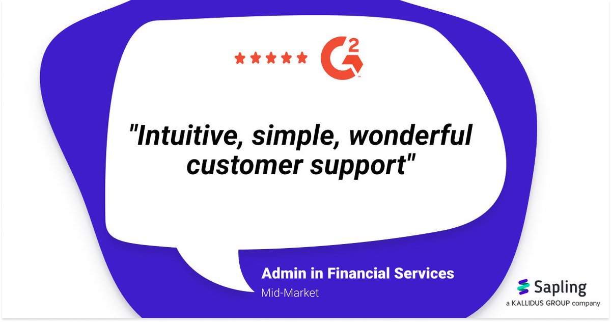 saplinghq's tweet image. It's always nice for us to receive feedback from Sapling customers📈 
In one 5⭐ review left on G2 this week a customer gives a special shoutout to our wonderful CS team!

Interested in learning more about how our customers are benefiting using Sapling 👉bit.ly/3pMv1K2
