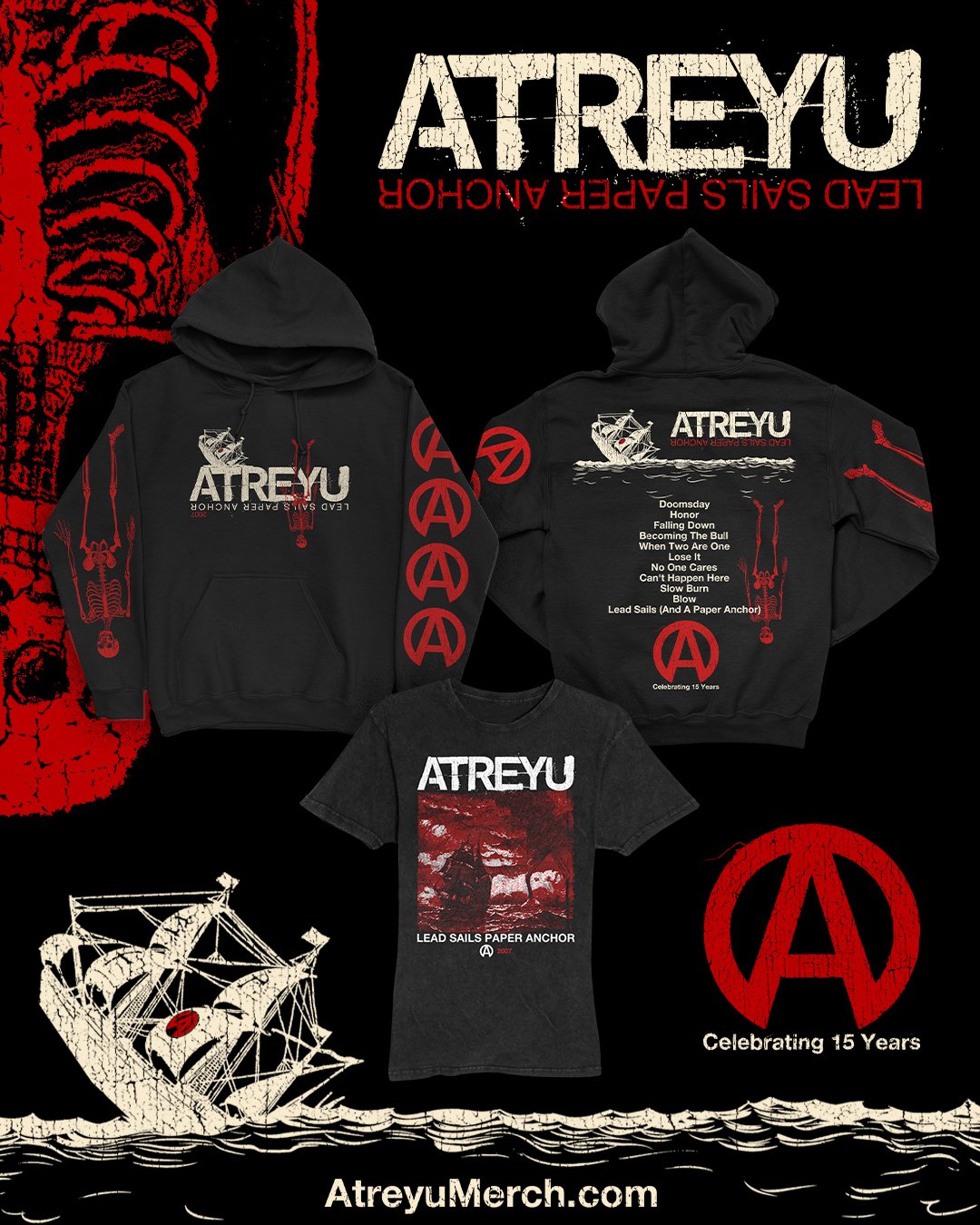 Atreyu on X We re celebrating the 15th anniversary of Lead Sails Paper Anchor with some special merch Available for one week only shop now at https t bF4ZFPr72b. https t Ui8Gqq82F7 X