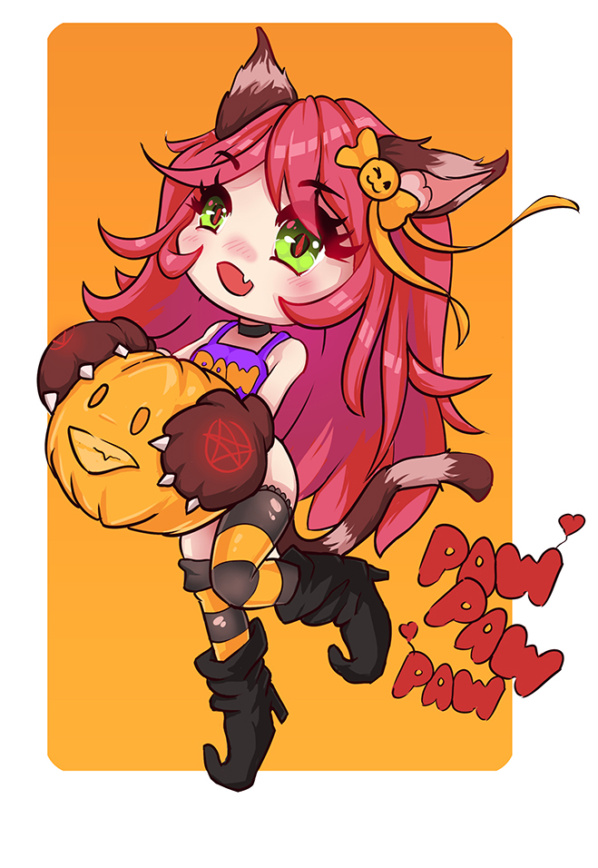 Get ready for the Spooky Season :3 #Paw #drawing #cute #chibi #halloween