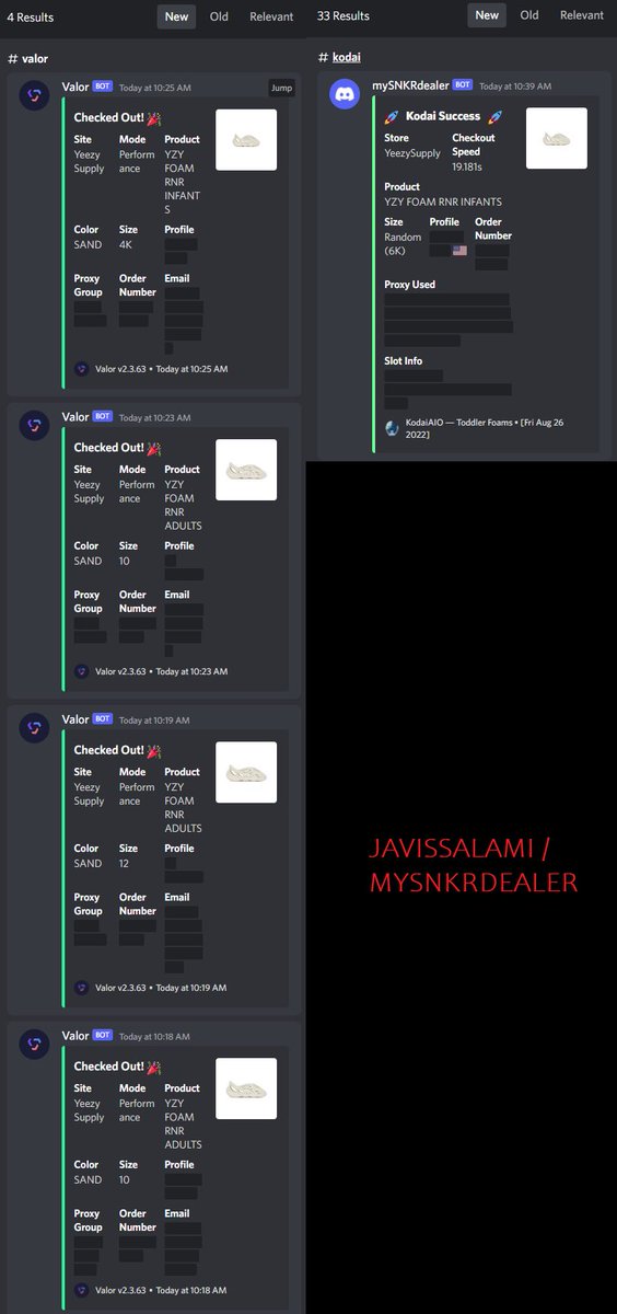 mySNKRdealer (@javissalami) on Twitter photo Yeezy Foams was 👨🍳
11 Mens Pairs & 34 Kids/Toddlers
CG: <a href="/dropoclock/">Drop o'Clock</a>
Bots: <a href="/ValorAIO/">Valor</a> & <a href="/KodaiAIO/">Kodai</a> <a href="/KodaiSuccess/">Kodai SUCCESS.</a>
Proxies: <a href="/DonutProxies/">DONUT_proxies</a> @Leafproxies & <a href="/BreadProxy/">BreadProxy</a> Yeezy Foams was 👨🍳
11 Mens Pairs & 34 Kids/Toddlers
CG: <a href="/dropoclock/">Drop o'Clock</a>
Bots: <a href="/ValorAIO/">Valor</a> & <a href="/KodaiAIO/">Kodai</a> <a href="/KodaiSuccess/">Kodai SUCCESS.</a>
Proxies: <a href="/DonutProxies/">DONUT_proxies</a> @Leafproxies & <a href="/BreadProxy/">BreadProxy</a>
