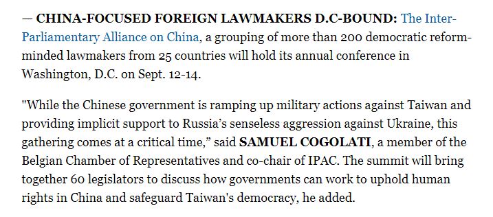 IRIglobal's tweet photo. Co-organized by @IRIGlobal and @ndi, the #IPAC22DC Summit will bring together over 60 international legislators to discuss the corrosive behavior of the #CCP. 
More from @Politico: https://t.co/cyiRxYLWoy https://t.co/MPRNLJjJBi