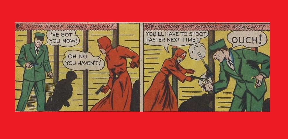 HeroesUnited_4's tweet photo. #WomanInRed- #NedorComics #ThrillingComics Issue #9 (October 1940)-#GoldenAge #MysteryWoman, the Woman in Red, #heroine policewoman Peggy Allen goes undercover to stop a series of murders in "Death In the Hotel Metropolis," discovering a disguised killer! /2of2 https://t.co/6Y85bupKRR
