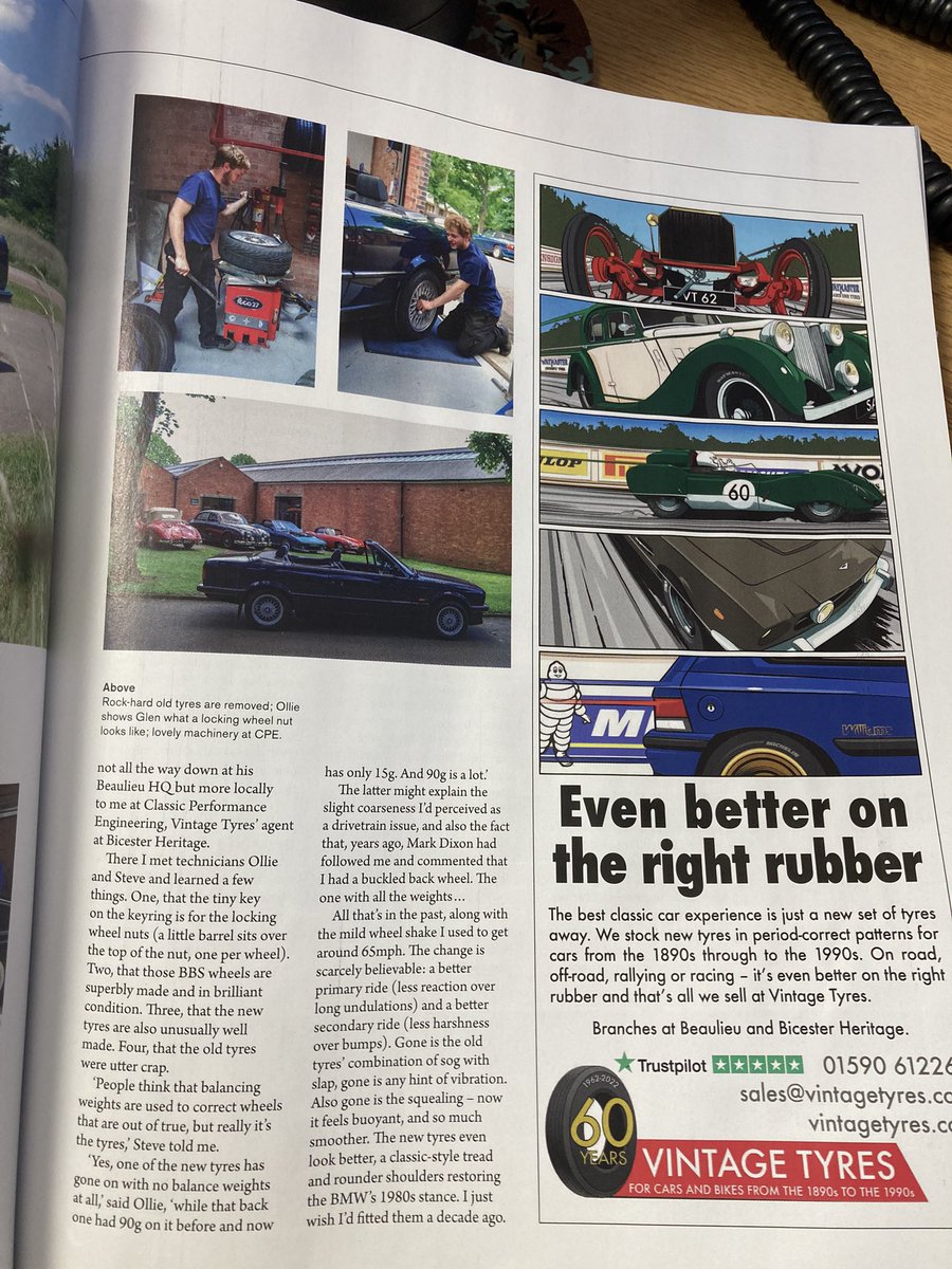 Ending the week right: what a lovely article in the latest <a href="/octane_magazine/">Octane magazine</a>. If you’re looking for new tyres for your car or bike, please check out <a href="/VintageTyre/">Vintage Tyres</a>. #evenbetterontherightrubber