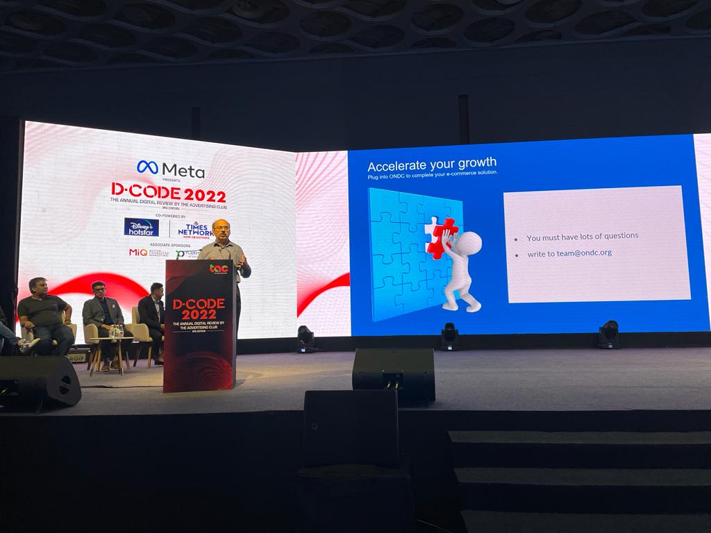 TheAdClub_India's tweet photo. Watching @shireeshjoshi, Chief Business Offier - ONDC, talk about accelerating the growth of e-commerce websites and how it affects the world digital media at The Ad Club’s D-CODE 2022. 

#TheAdvertisingClub #TheAdClub #DCODE2022 #ShireeshJoshi https://t.co/8vZE5ueBe0
